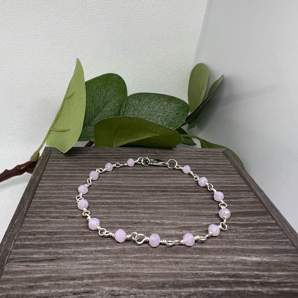 Dainty Ceramic Bead Bracelet - Baby Pink